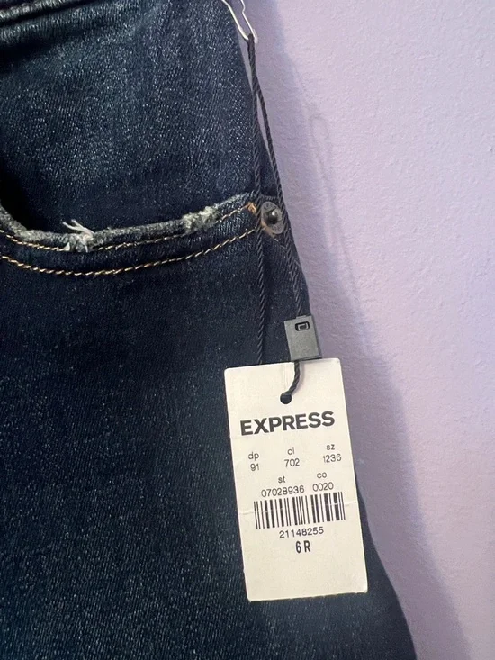 EXPRESS 🔥 High-Rise Wide Leg Jeans in Dark Blue Wash - Picture 2 of 5